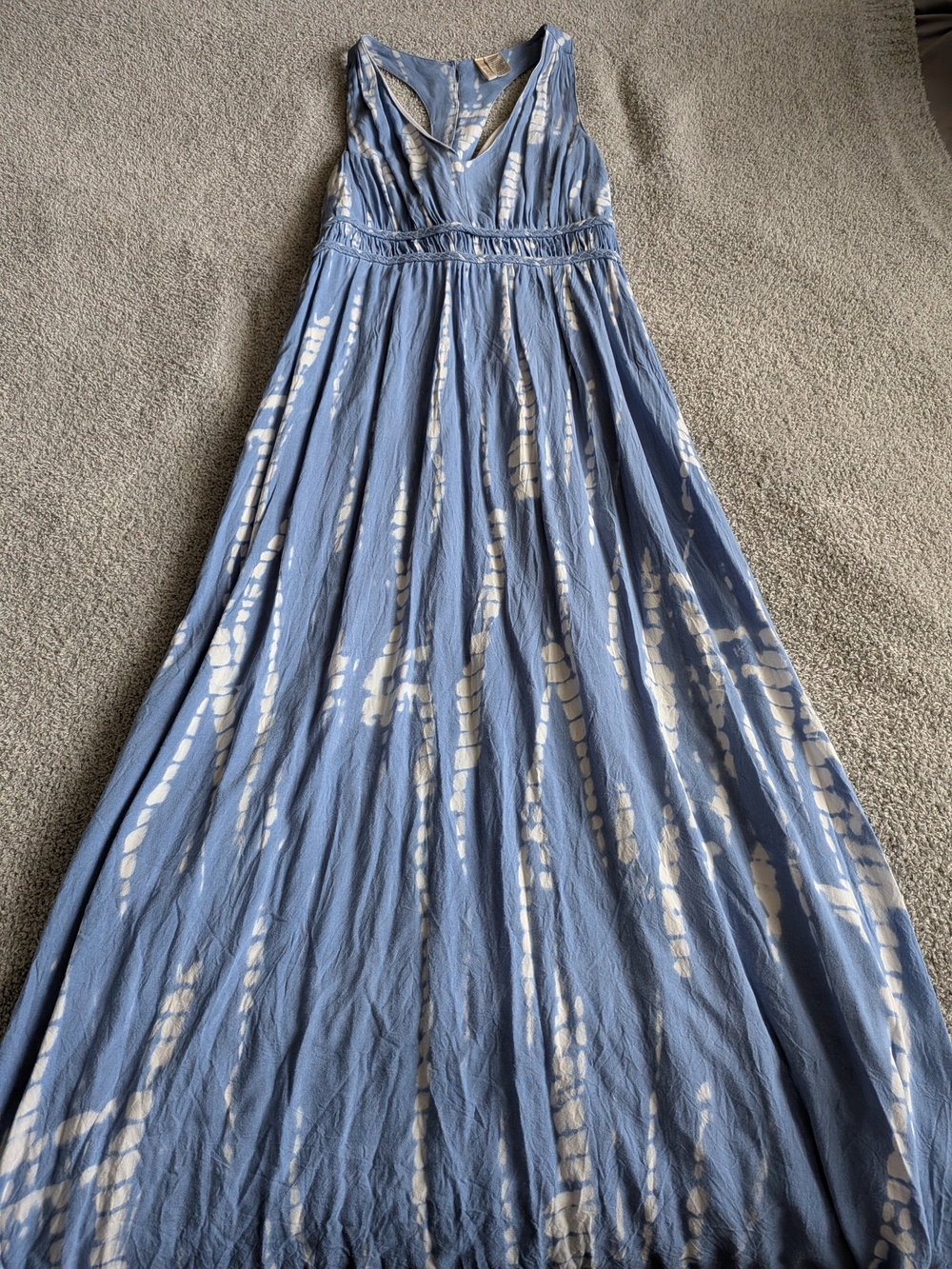 🌼B2G1🌼 Japna Blue and White Tie-Dye V-Neck Maxi Dress Size Large NWOT